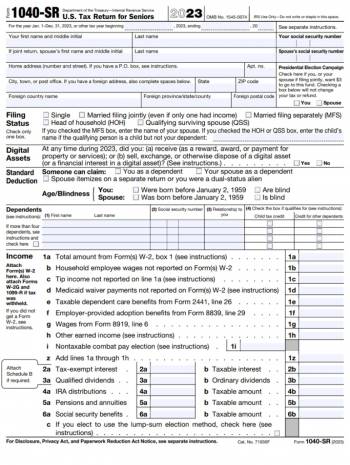 IRS Form 1040-SR ≡ Free Printable 1040SR Tax Form, Instructions for ...